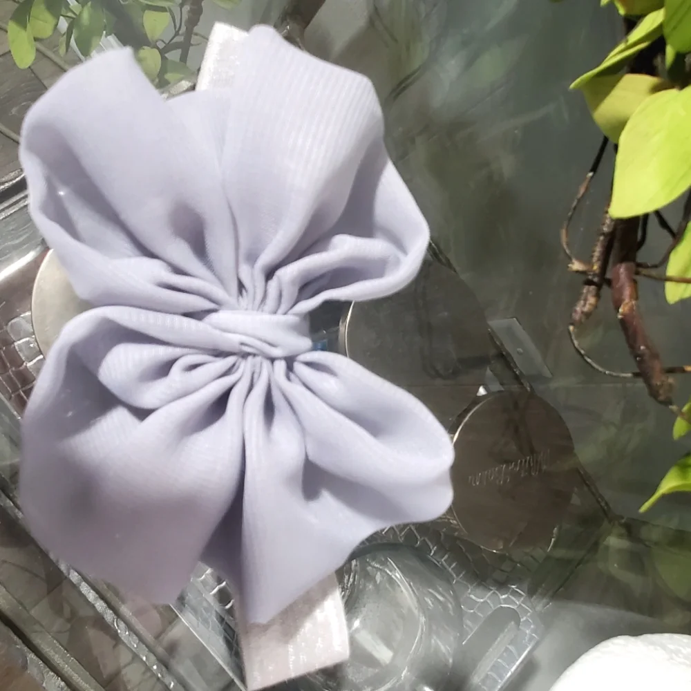 Set Of 2 Hair Bows Pink Floral Headband with Pearls, Gray Headband Bow 6